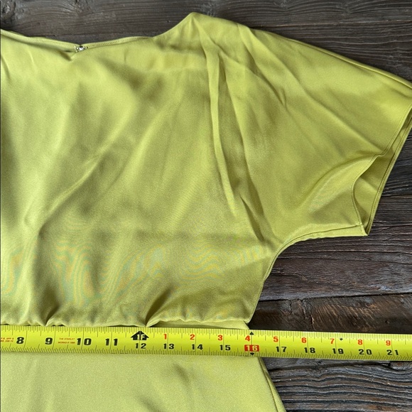 Lafayette 148 butterfly stretch ecru green silk midi long dress NWOT size 6 - Picture 14 of 14